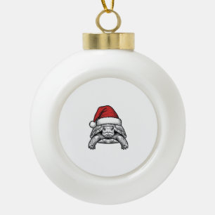 Boule En Céramique Calèche de Noël Tortue Chapeau de Père Noël Gravur