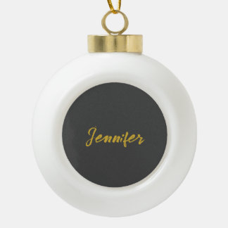 Boule En Céramique Calligraphie minimaliste moderne Nom Gris Or