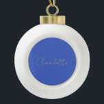 Boule En Céramique Calligraphie Or Couleur Deep Royal Nom personnalis<br><div class="desc">Si vous recherchez un design simple,  lisible et minimaliste,  c'est pour vous.</div>