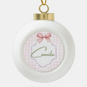 Boule En Céramique Camila Baby Girl Nursery Bow&En vichy personnalisé