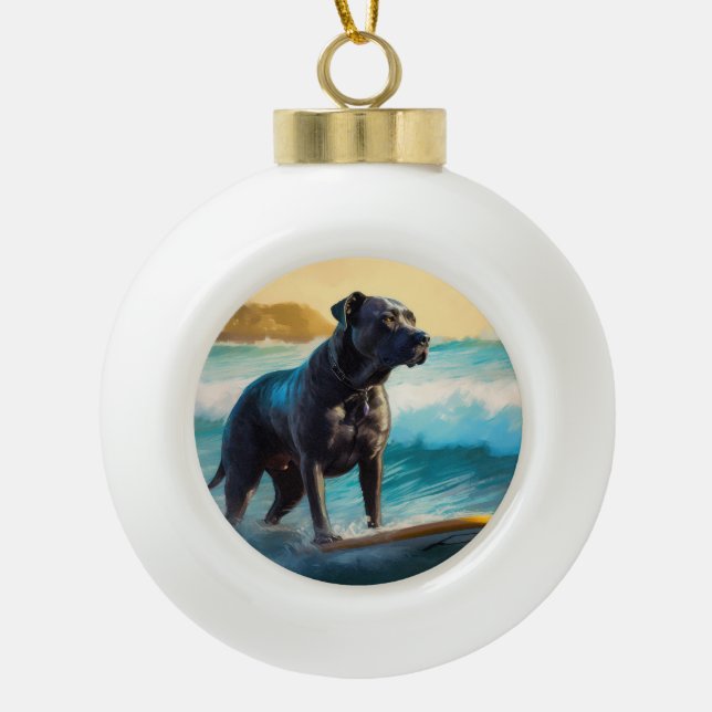 Boule En Céramique Cane Corso Beach Surf Peinture (Devant)