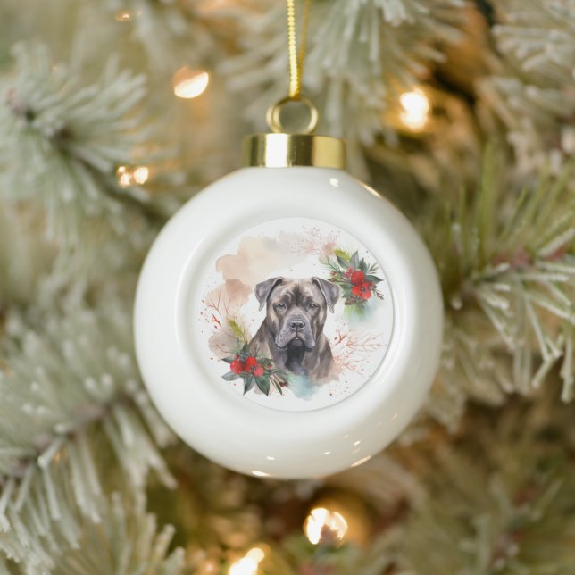 Boule En Céramique Cane Corso Christmas Wreath Festive Pup (Arbre)
