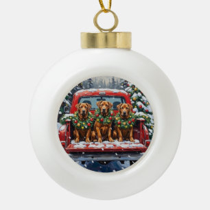 Boule En Céramique Cane Corso Noël Camion Rouge Fêtes