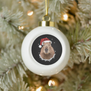 Boule En Céramique Capybara Noël drôle