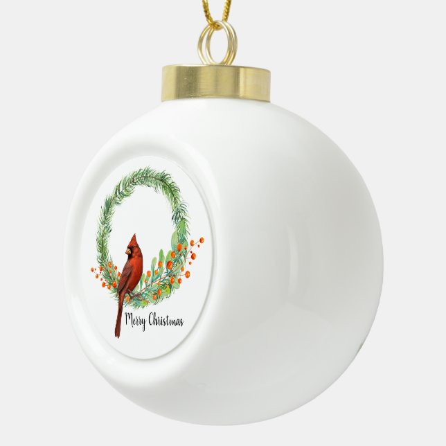 Boule En Céramique Cardinal Sur Un Flocon De Neige À Flamme De Terre  (Droite)