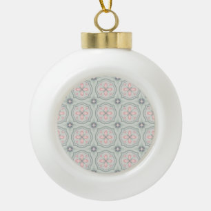 Boule En Céramique Carreaux Floraux Pastel Verts