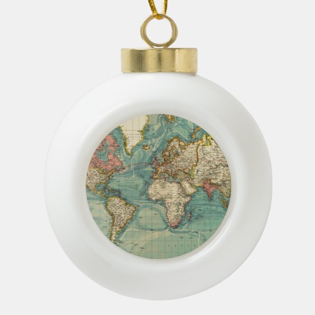 Boule En Céramique Carte du monde vintage (Devant)