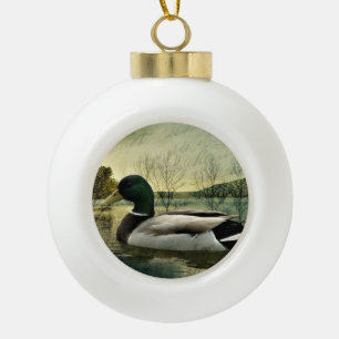 Boule En Céramique Carte postale Patinée vintage Mallard Duck