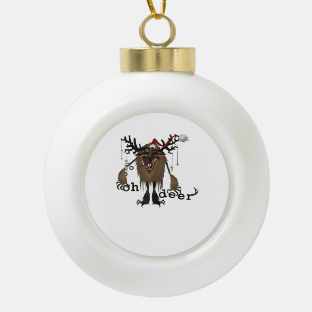 Boule En Céramique Cartoon Oh Deer Funny Reindeer Holiday Gamer Gift  (Devant)