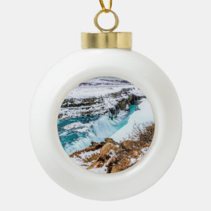 Boule En Céramique Cascade de Gulfoss en Islande en hiver