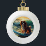 Boule En Céramique Cavalier King Beach Surf Peinture<br><div class="desc">Plongez dans le monde ludique de l'aventure canine avec cette peinture captivante. Un chien en ébullition se rend aux vagues, chevauchant habilement le surf sur une plage baisée par le soleil. L'oeuvre d'art vibrante capte magnifiquement l'essence de l'excitation au bord de la plage tandis que le chien court sans crainte...</div>