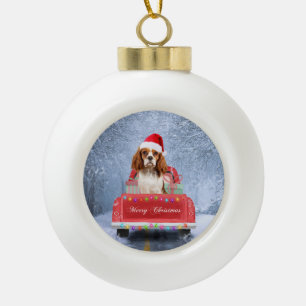 Boule En Céramique Cavalier King Charles Spaniel Chien neige noël