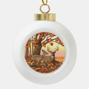Boule En Céramique Cerf blanc en automne Nouvelle-Angleterre Couleurs