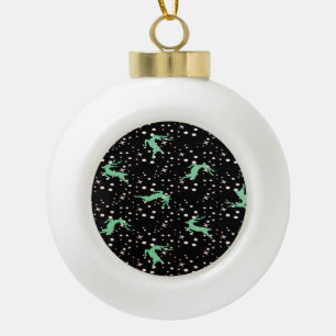 Boule En Céramique Cerf de Noël Étoile Motif Hivernal