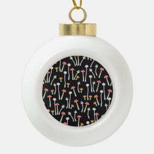 Boule En Céramique Champignons vintages d'automne design motif.