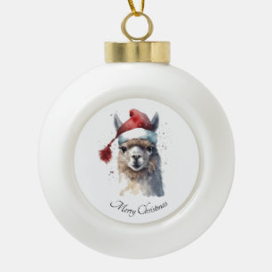 Boule En Céramique Chapeau de Père Noël à texte personnalisé en aquar