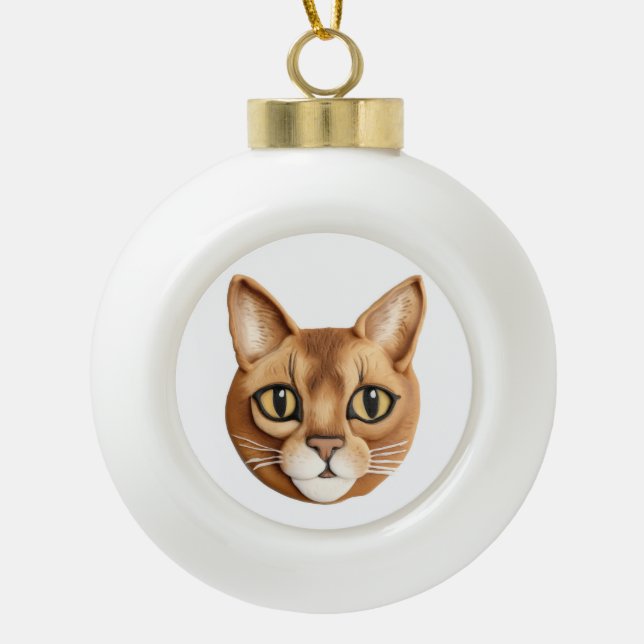 Boule En Céramique Chat Abyssin Inspiré 3D (Devant)