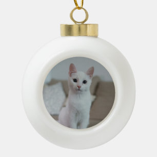 Boule En Céramique chat blanc   Zazzle_Growshop.
