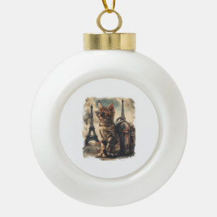 Boule En Céramique Chat Compagnon de Voyage