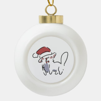 Boule En Céramique Chat de Noël