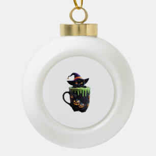 Boule En Céramique Chat de sorcière Halloween Mug de café - Chat noir