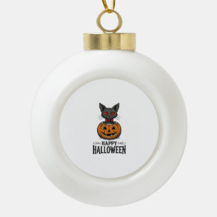 Boule En Céramique Chat d'Halloween Mignon Citrouille Vintage Épouvan
