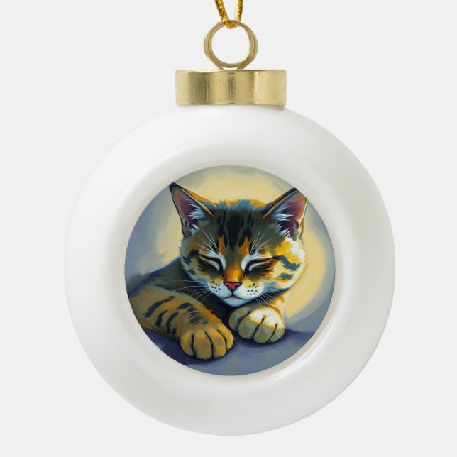 Boule En Céramique Chat endormi (Devant)