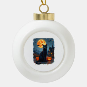 Boule En Céramique Chat Noir Nuit Étoilée Van Gogh Citrouilles Chauve