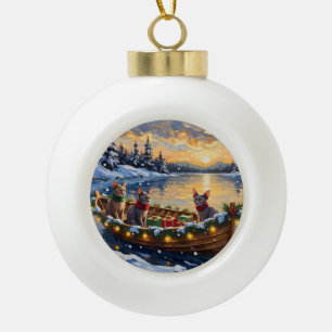 Boule En Céramique Chat Sphynx Noël Bateau Fêtes