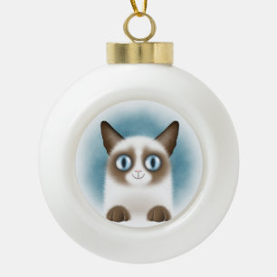Boule En Céramique Chaton siamois curieux
