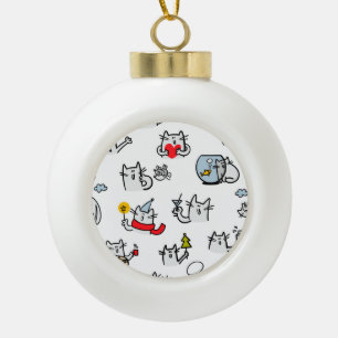Boule En Céramique Chats amusants, lait et magie.