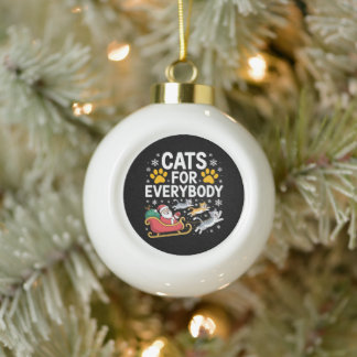 Boule En Céramique Chats pour tout le monde Noël Santa Traîneau Neige
