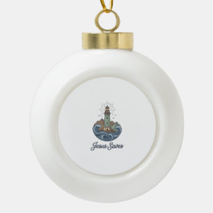 Boule En Céramique Chemise chrétienne vintage phare Jésus Sauve_1