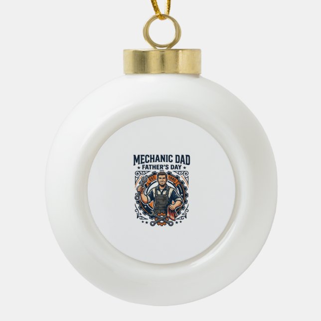 Boule En Céramique Chemise de Mécanicien de la Fête des Pères Papa Dr (Devant)