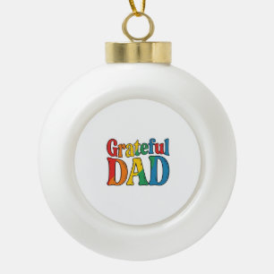 Boule En Céramique Chemise Grateful Dad Vintage Rainbow Typography_1