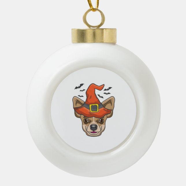 Boule En Céramique Chemise Halloween sorcière Chihuahua costume cadea (Devant)