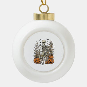 Boule En Céramique Chemise Halloween squelette vintage et citrouilles