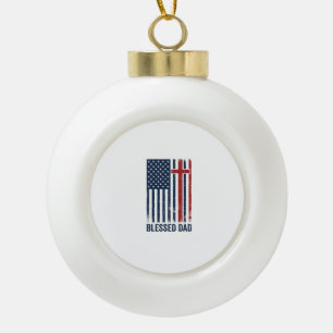 Boule En Céramique Chemise Vintage Croix Drapeau Chrétien Papa Bénit
