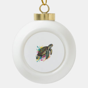 Boule En Céramique Chemise Vintage Gravure Tortue de Mer Color Splash