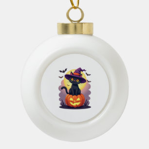 Boule En Céramique Chemises Halloween Chat Noir Pour Hommes Femmes Ci