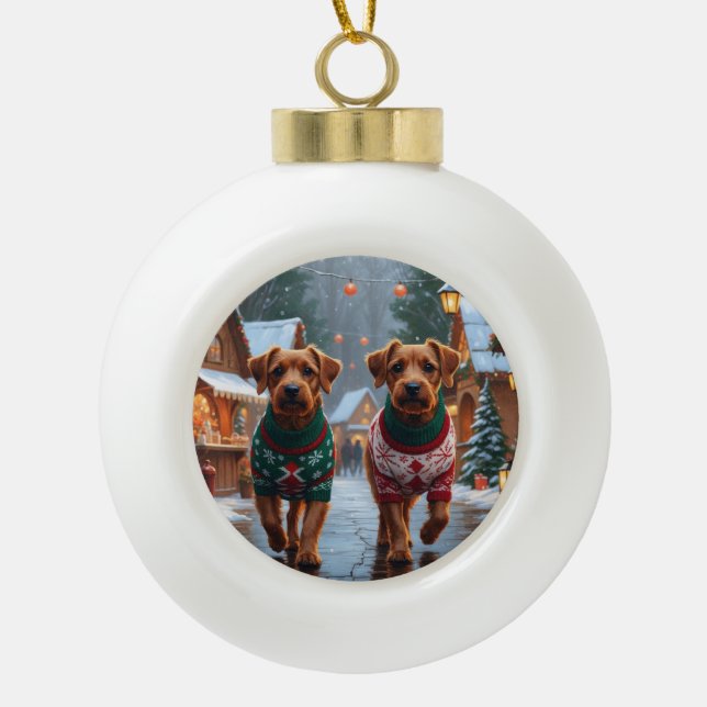 Boule En Céramique Chesapeake Bay Terrier Christmas Snow Holiday (Devant)