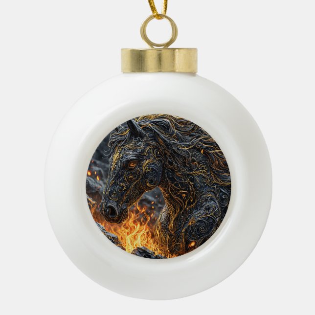 Boule En Céramique Cheval dans le feu (Devant)