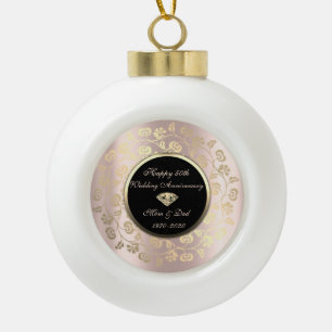 Boule En Céramique Chic floral en spirale or 50e anniversaire de mari