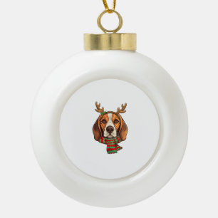 Boule En Céramique Chien beagle Noël Rendeer Santa Hat Funny Noël