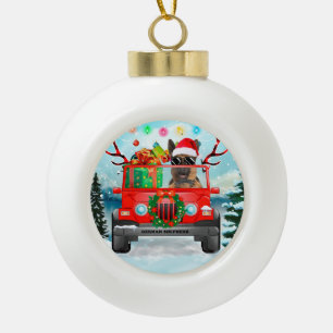 Boule En Céramique Chien berger allemand avec cadeaux de Noël