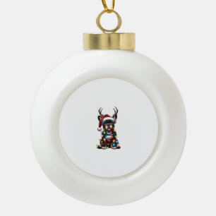 Boule En Céramique Chien Bouledogue Français Drôle de Noël Chapeau de