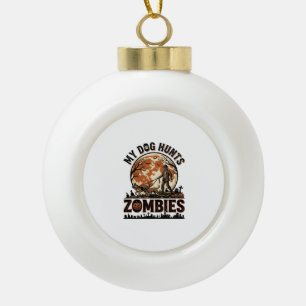 Boule En Céramique Chien chasse les zombies Conception de vecteur Hal