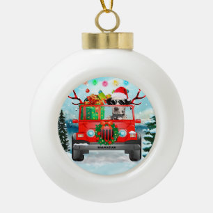 Boule En Céramique Chien dalmate avec cadeaux de Noël