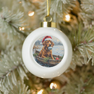 Boule En Céramique Chien de chasse de Noël Retriever de la baie de Ch