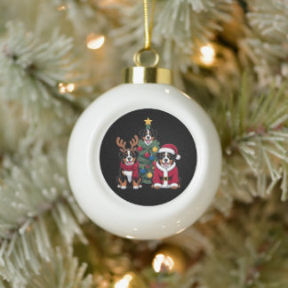 Boule En Céramique Chien de montagne bernois de Noël Santa arbre de N